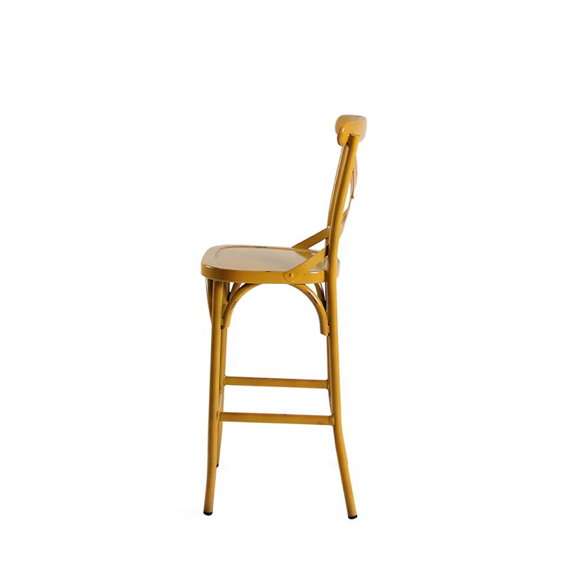 French Cafe Style Aluminium Bar Chair - Yellow