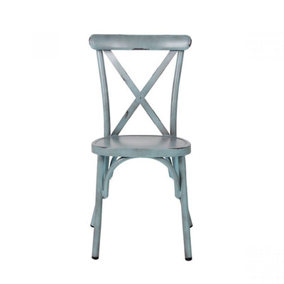 French Cafe Style Aluminium Side Chair - Blue