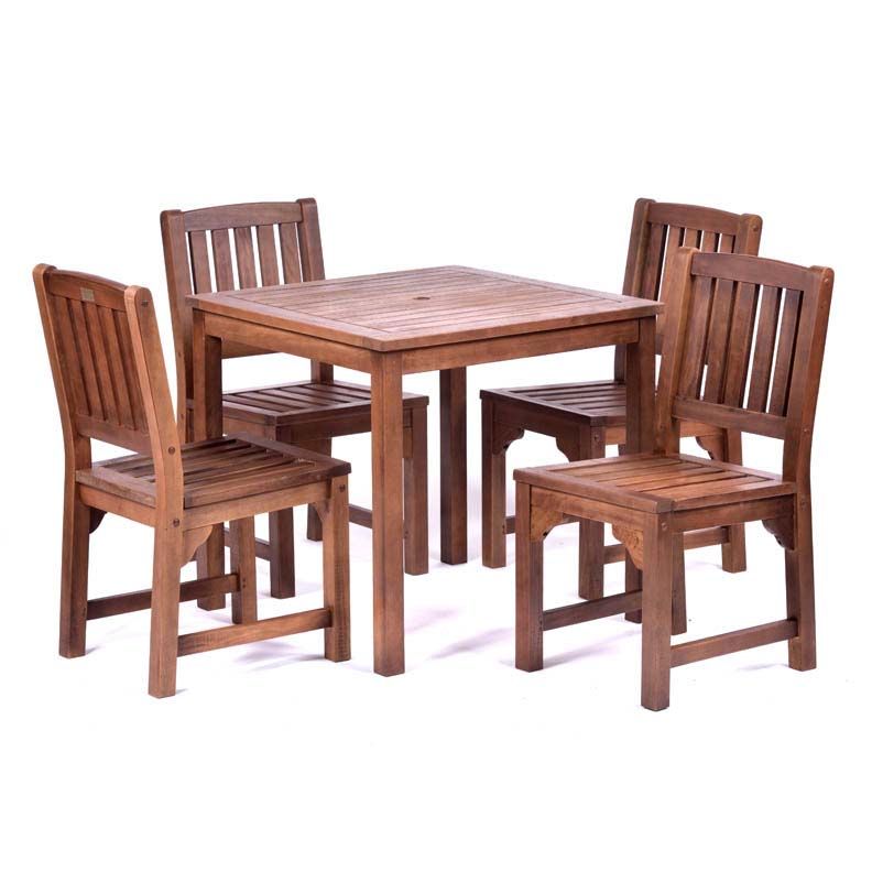 Square dining table with four side chairs