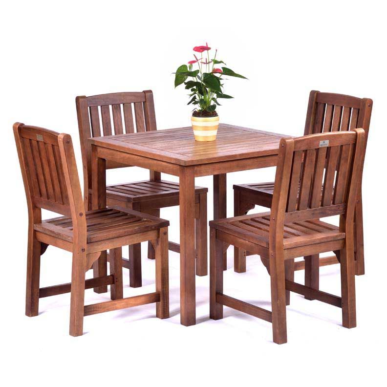 Square dining table with four side chairs