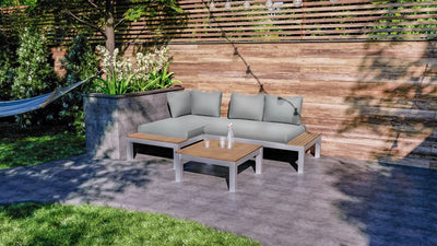 Modular Lounge Set - 2 Sofas & Coffee Table - Durable Aluminium Frame