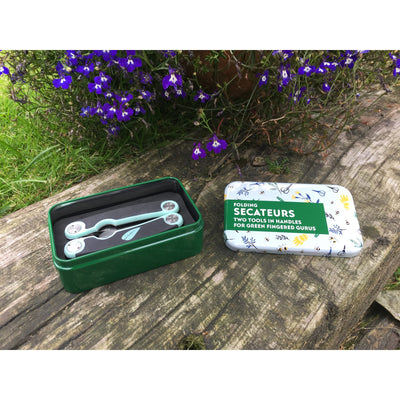 Folding Secateurs in a Tin and Tub & Container Hand Tools