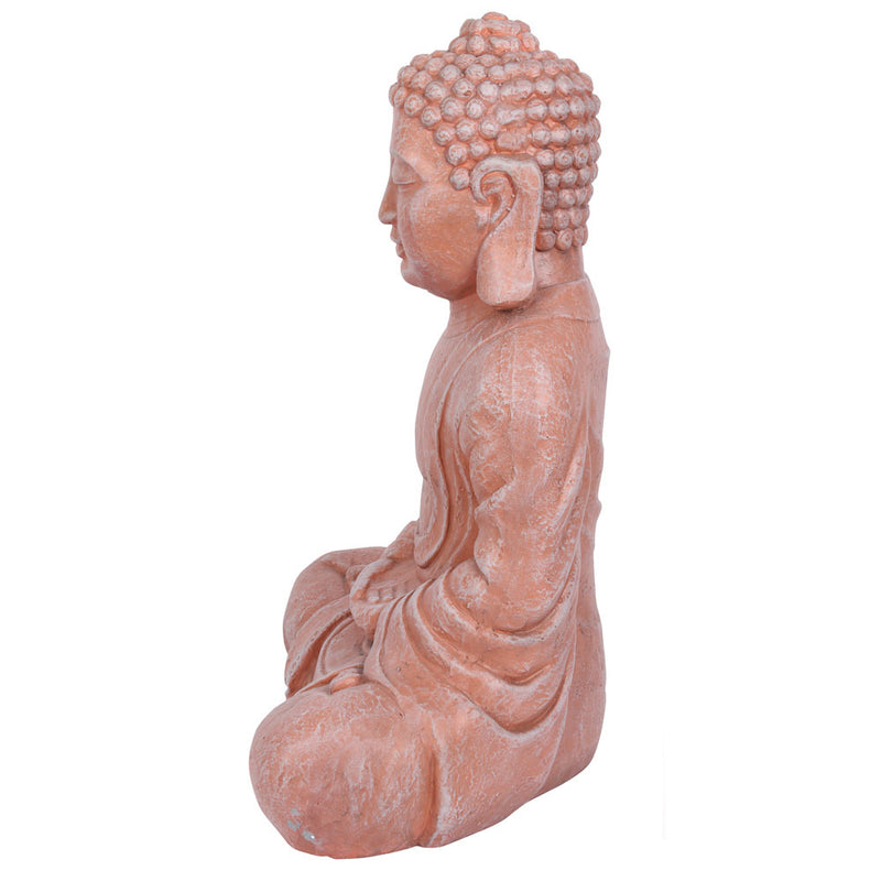 Terracotta Effect 58cm Hands In Lap Sitting Garden Buddha