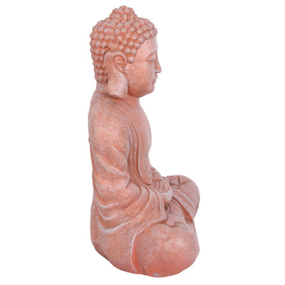 Terracotta Effect 58cm Hands In Lap Sitting Garden Buddha