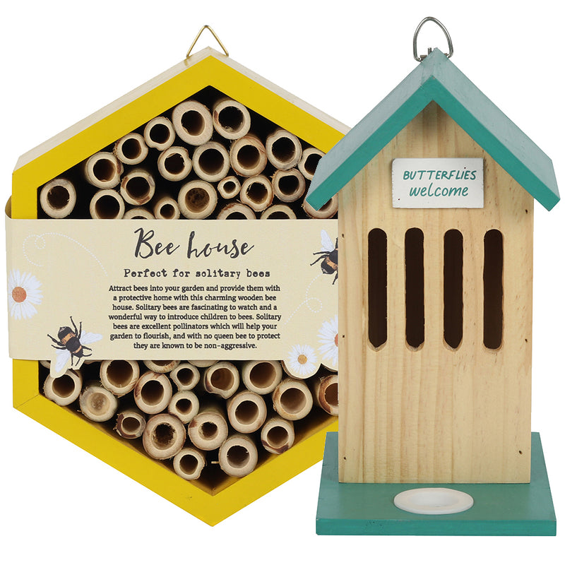 Wooden Bee House and Wooden Butterfly House
