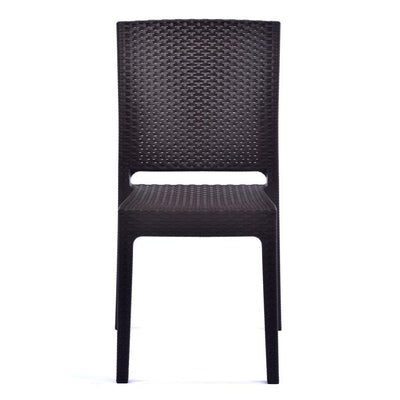 Rattan Effect Side Chair - Brown