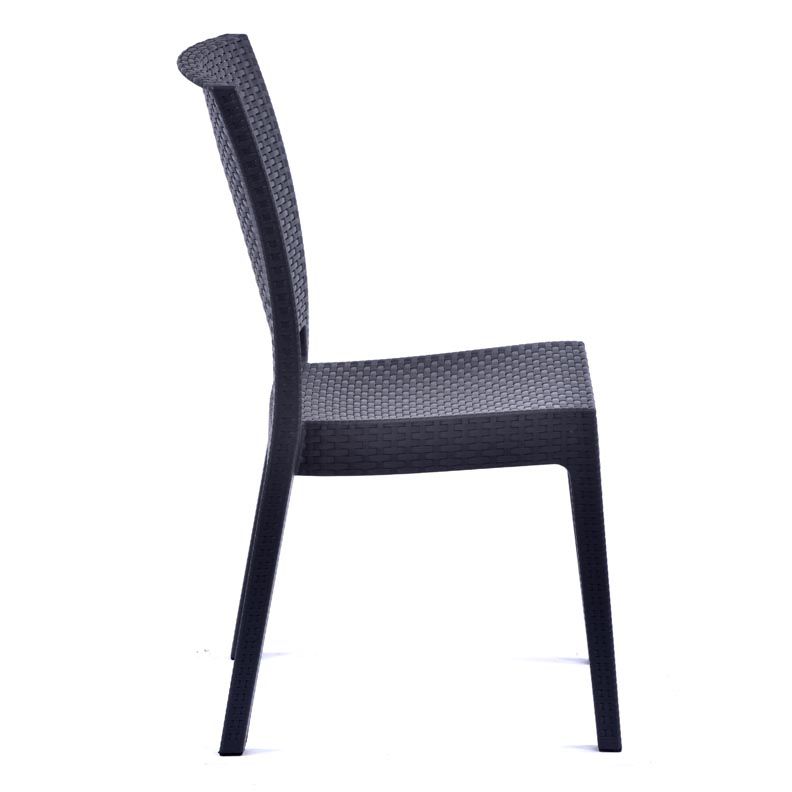 Rattan Effect Side Chair - Anthracite