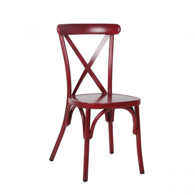French Cafe Style Aluminium Side Chair - Red