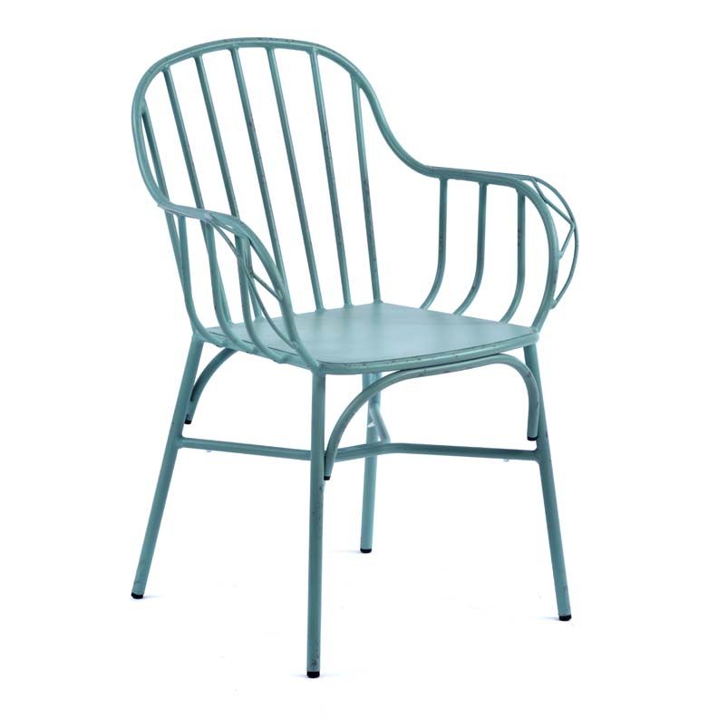 Rustic Aluminium Arm Chair - Light Blue