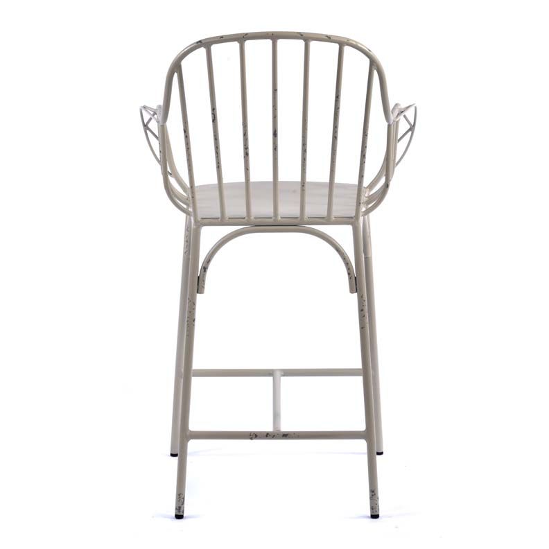 Rustic Aluminium Mid Height Arm Chair - Vintage White