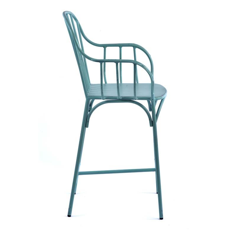 Rustic Aluminium Mid Height Arm Chair - Light Blue