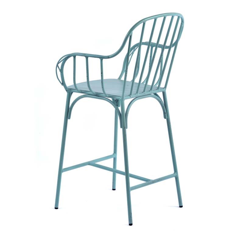 Rustic Aluminium Mid Height Arm Chair - Light Blue
