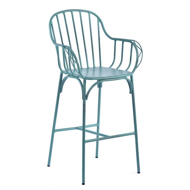 Rustic Aluminium Bar Chair - Light Blue