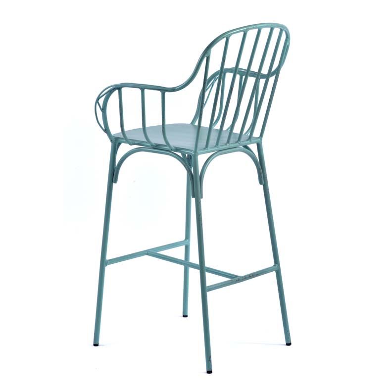 Rustic Aluminium Bar Chair - Light Blue