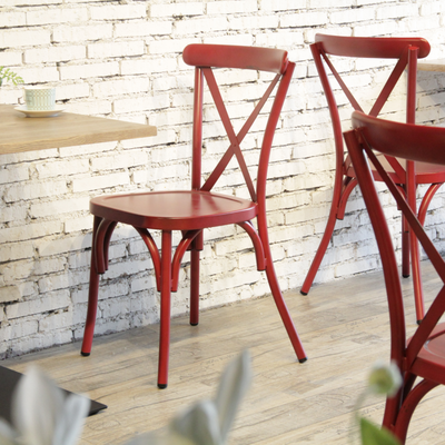 French Cafe Style Aluminium Side Chair - Red