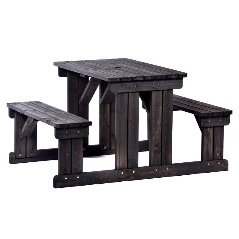 Dark Grey Walk In 4 Seater Wooden Picnic Table