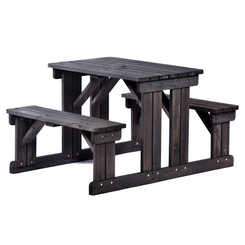 Dark Grey Walk In 4 Seater Wooden Picnic Table
