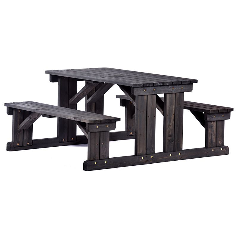 Dark Grey 8 Seater Pine Picnic Table