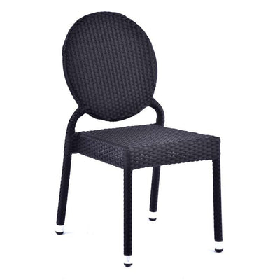 Round Back Rattan Side Chair - Grey