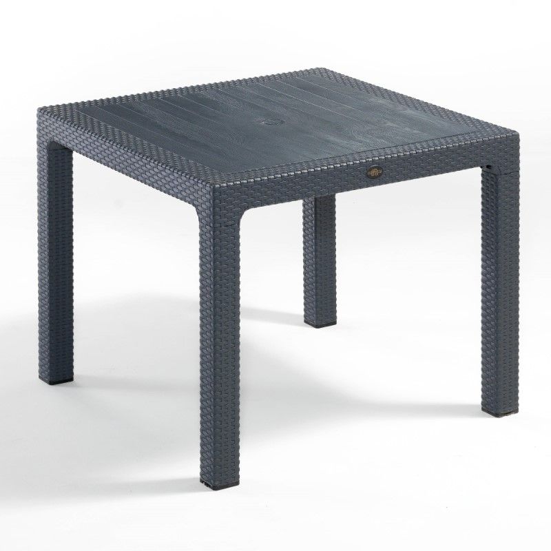 Rattan Effect Square Table 90 x 90 - Anthracite