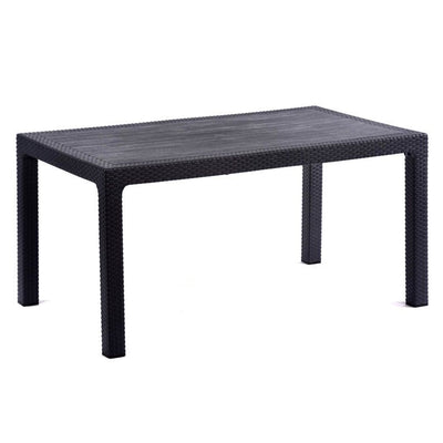 Rattan Effect Square Table 90 x 150 - Anthracite