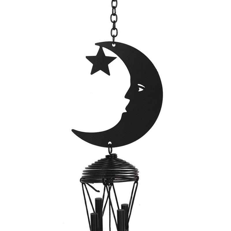 Black Crescent Moon Cutout Windchime