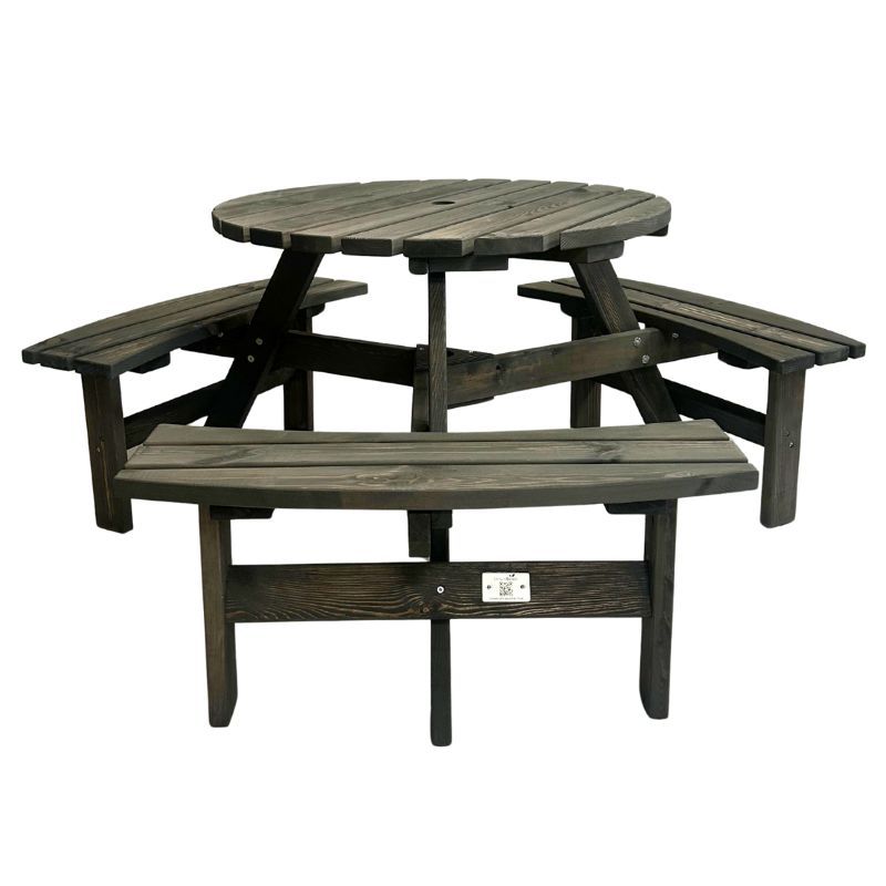 Round 6 Seat Commercial Picnic Table - Dark Grey