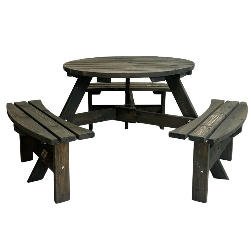 Round 6 Seat Commercial Picnic Table - Dark Grey