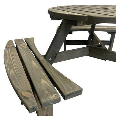 Round 6 Seat Commercial Picnic Table - Dark Grey
