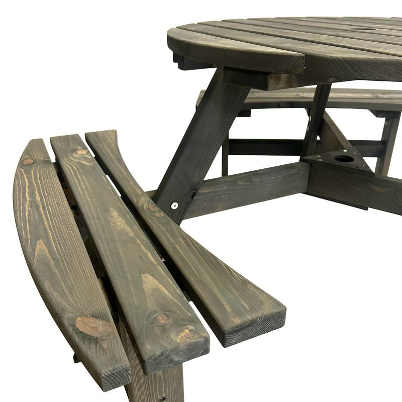 Round 6 Seat Commercial Picnic Table - Dark Grey