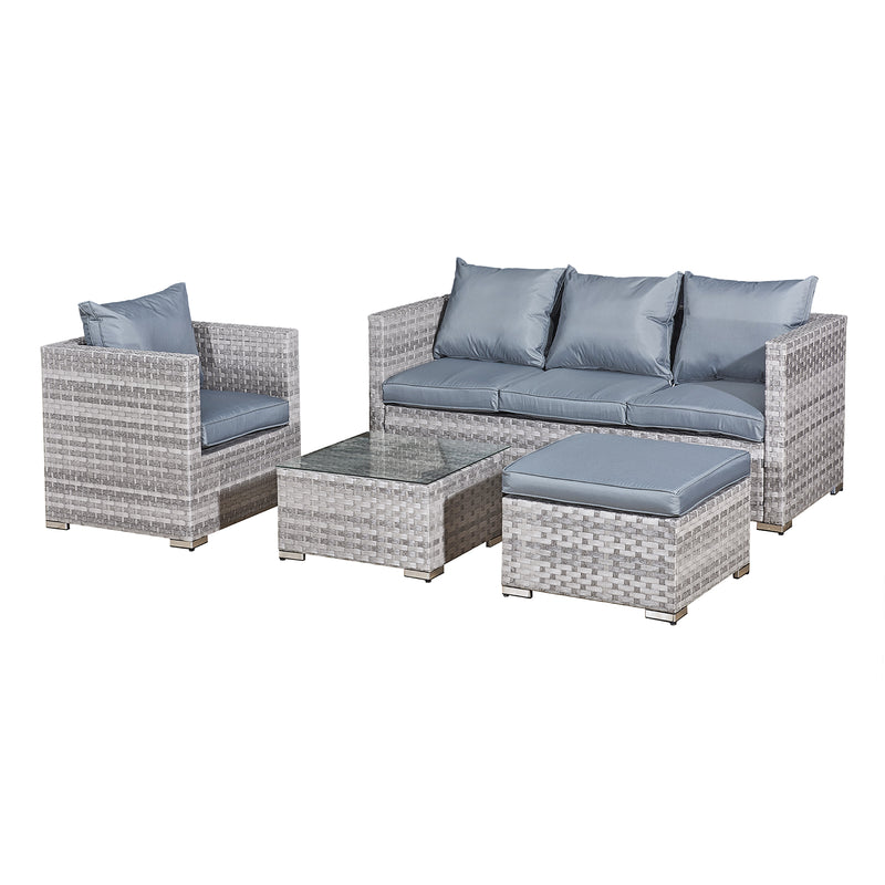 Oseasons Acorn Rattan 5 Seat Lounge Sofa Set in Dove Grey