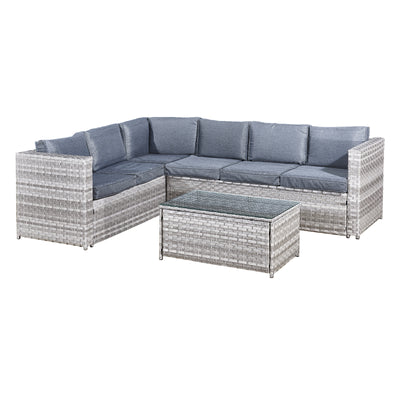 Oseasons Acorn Rattan 6 Seat Corner Sofa Set in Dove Grey