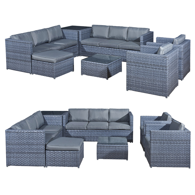 Oseasons Malta Rattan 9 Seat U-Shape Set in Ocean Grey