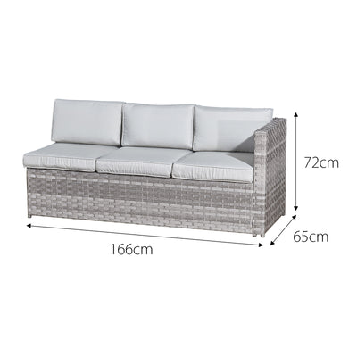 Oseasons Acorn Rattan 6 Seat Corner Sofa Set in Dove Grey with Off-White Cushions