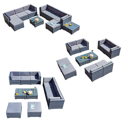 Oseasons Trinidad Deluxe Rattan 8 Seat Modular Sofa Set in Ocean Grey