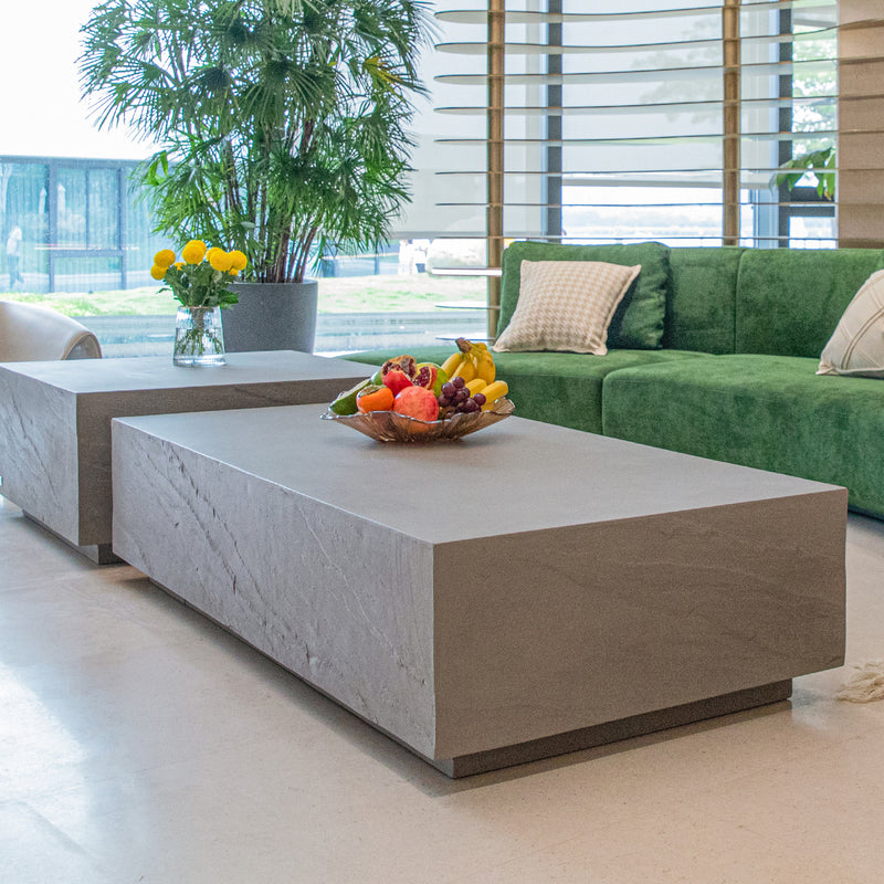 Rectangular Glass Reinforced Concrete Coffee Table - Space Gray