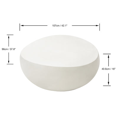 Pebble/Boulder Glass Reinforced Concrete Coffee Table - Cream White