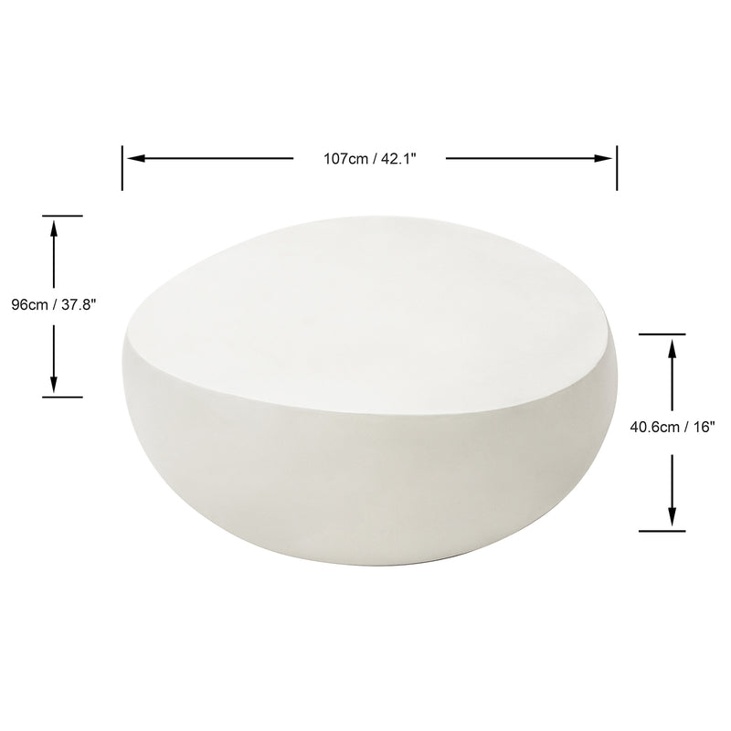 Pebble/Boulder Glass Reinforced Concrete Coffee Table - Cream White
