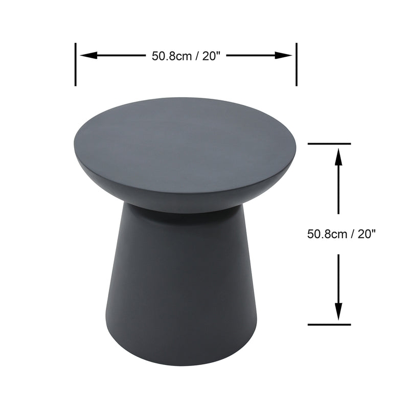 Bell Shape Glass Reinforced Concrete Side Table - Slate Black