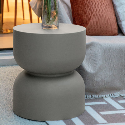 Hourglass Shape Glass Reinforced Concrete Side Table - Space Gray