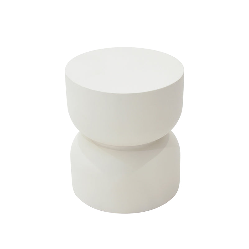 Hourglass Shape Glass Reinforced Concrete Side Table - Cream White