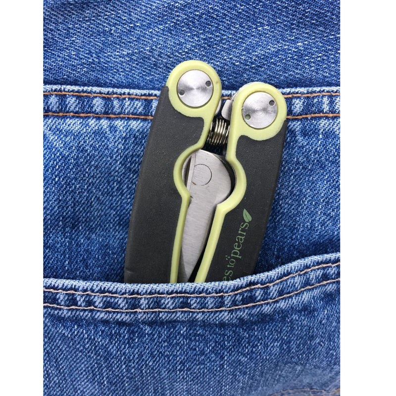 Apple Green Folding Pocket Secateurs in Pocket