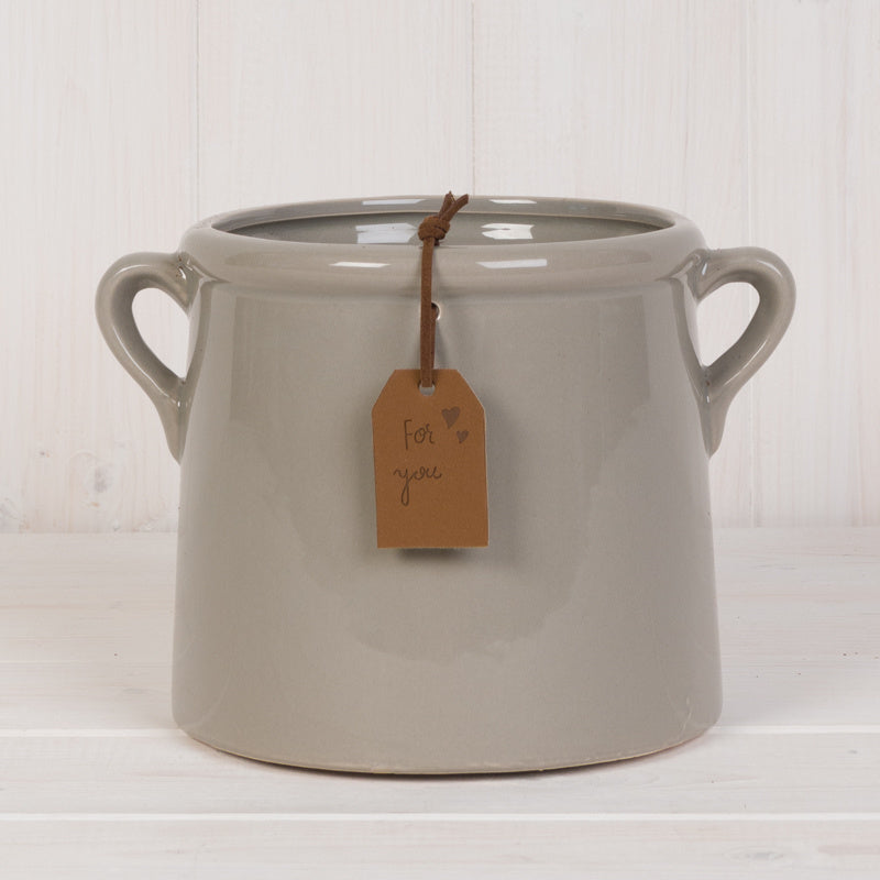 Large Grey Ceramic Pot