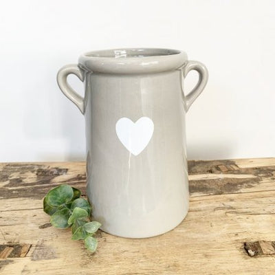 Grey Ceramic Heart Pot With Ears Close Up