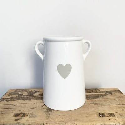 White Ceramic 10cm Pot with Heart Design