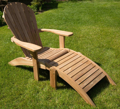 Grade A Teak Adirondack Chair with Ottoman Footrest