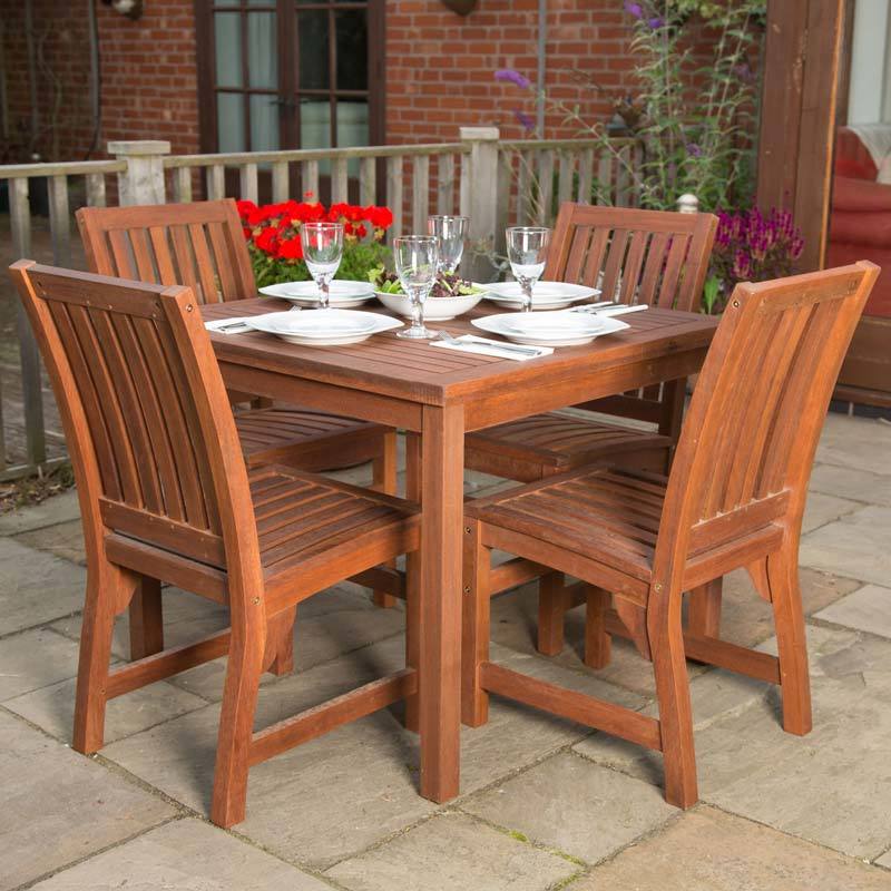 Robust Hardwood 4 Seater Dining Set With Square Table