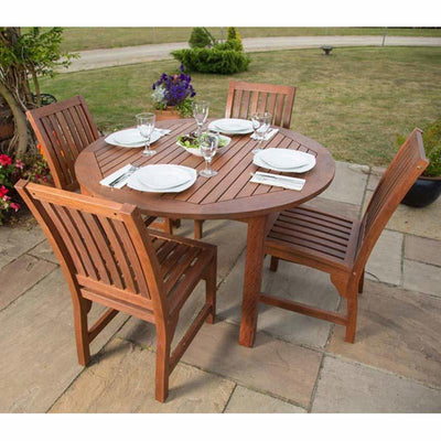Robust Hardwood 4 Seater Dining Set With 120cm Diameter Round Table