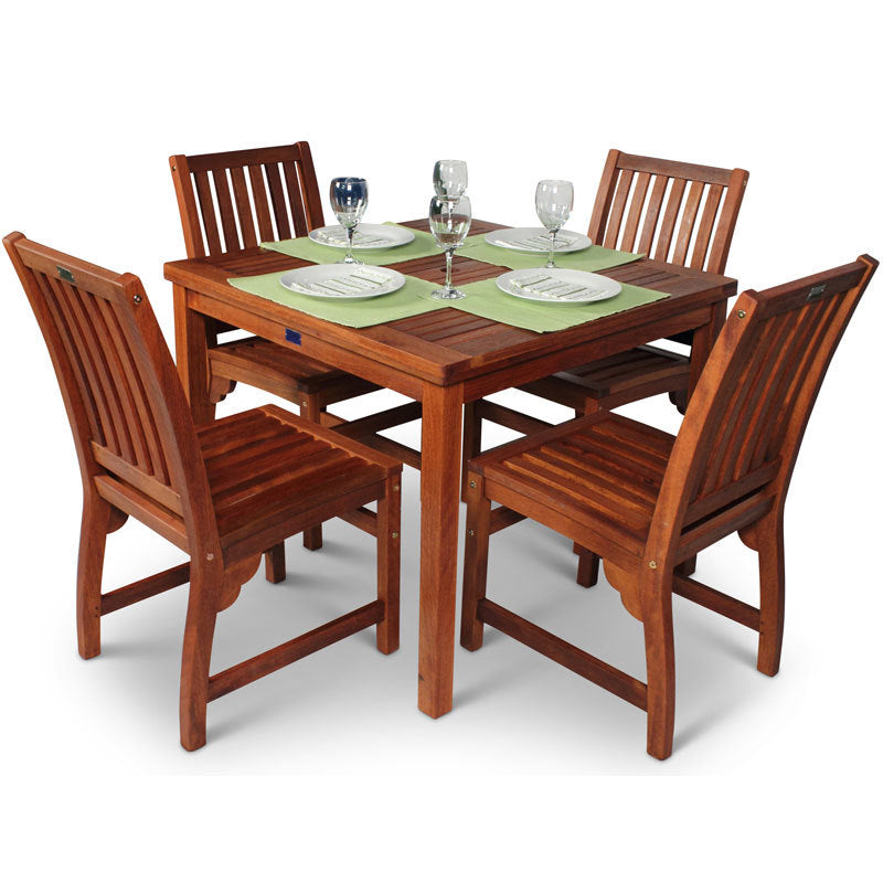 Robust Hardwood 4 Seater Dining Set With Square Table