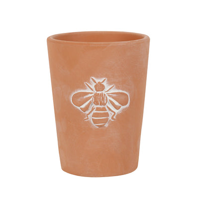 Small Terracotta Single Bee Motif Plant Pot